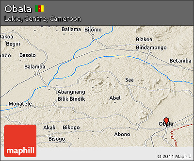 Shaded Relief Panoramic Map of Obala