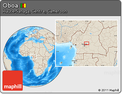 Shaded Relief Location Map of Oboa