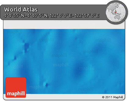 Physical 3D Map of the Area around 4° 22' 30" N, 122° 28' 29" E