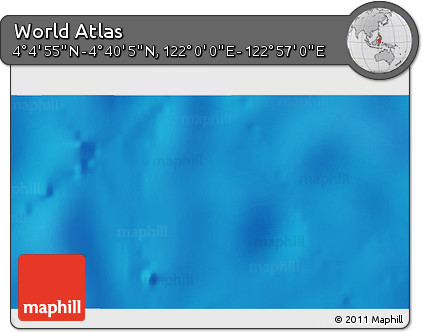 Shaded Relief 3D Map of the Area around 4° 22' 30" N, 122° 28' 29" E