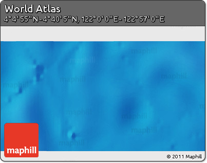 Shaded Relief 3D Map of the Area around 4° 22' 30" N, 122° 28' 29" E
