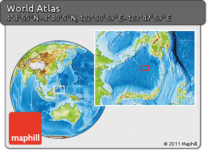 Physical Location Map of the Area around 4° 22' 30" N, 123° 19' 29" E