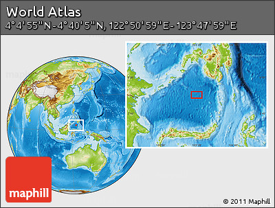 Physical Location Map of the Area around 4° 22' 30" N, 123° 19' 29" E