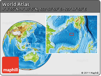 Physical Location Map of the Area around 4° 22' 30" N, 123° 19' 29" E