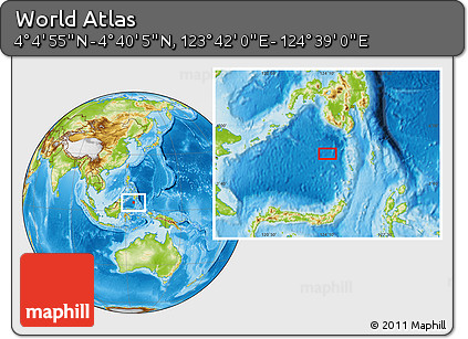 Physical Location Map of the Area around 4° 22' 30" N, 124° 10' 30" E