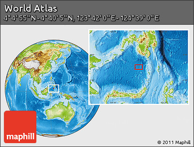 Physical Location Map of the Area around 4° 22' 30" N, 124° 10' 30" E