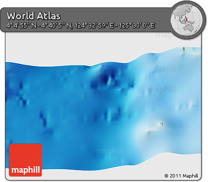 Physical 3D Map of the Area around 4° 22' 30" N, 125° 1' 30" E