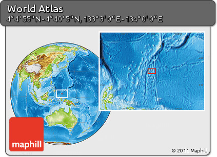 Physical Location Map of the Area around 4° 22' 30" N, 133° 31' 30" E