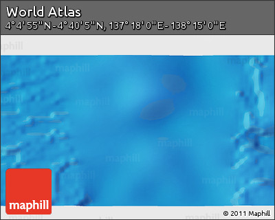 Physical 3D Map of the Area around 4° 22' 30" N, 137° 46' 30" E