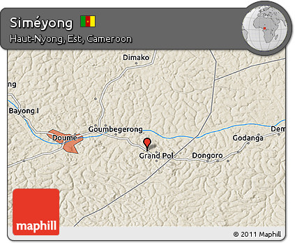 Shaded Relief 3D Map of Siméyong