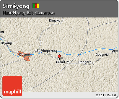 Shaded Relief 3D Map of Siméyong