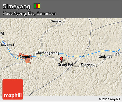 Shaded Relief 3D Map of Siméyong