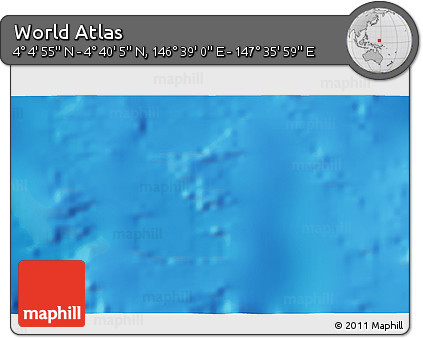 Physical 3D Map of the Area around 4° 22' 30" N, 147° 7' 30" E