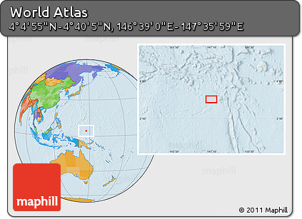 Political Location Map of the Area around 4° 22' 30" N, 147° 7' 30" E