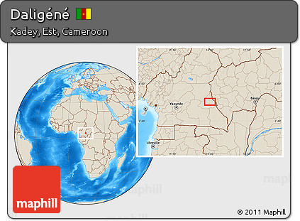 Shaded Relief Location Map of Daligéné