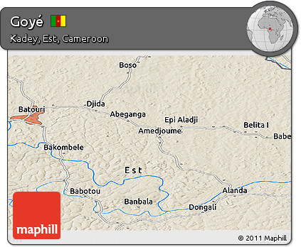 Shaded Relief Panoramic Map of Goyé