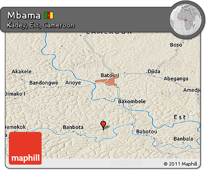 Shaded Relief Panoramic Map of Mbama