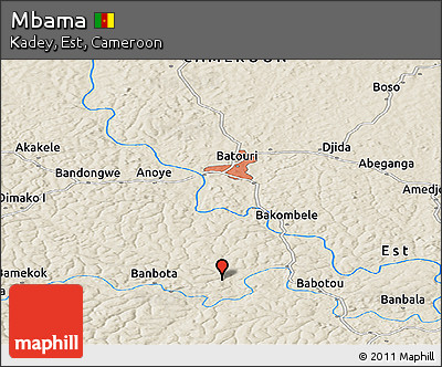 Shaded Relief Panoramic Map of Mbama