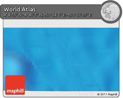 Physical 3D Map of the Area around 4° 22' 30" N, 151° 22' 30" E