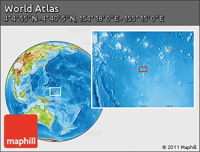 Physical Location Map of the Area around 4° 22' 30" N, 154° 46' 30" E