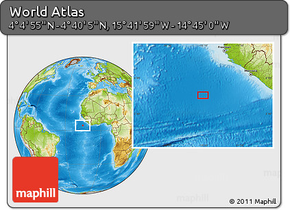 Physical Location Map of the Area around 4° 22' 30" N, 15° 13' 29" W