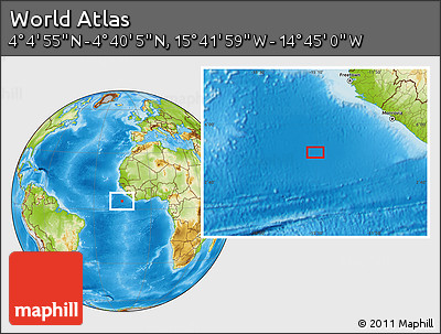 Physical Location Map of the Area around 4° 22' 30" N, 15° 13' 29" W