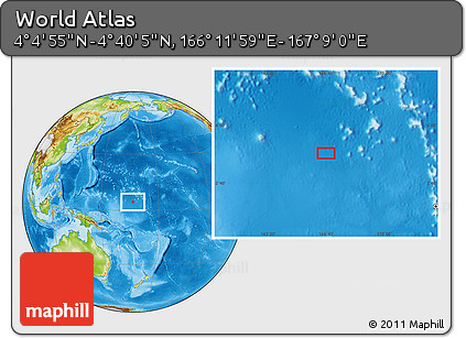 Physical Location Map of the Area around 4° 22' 30" N, 166° 40' 30" E