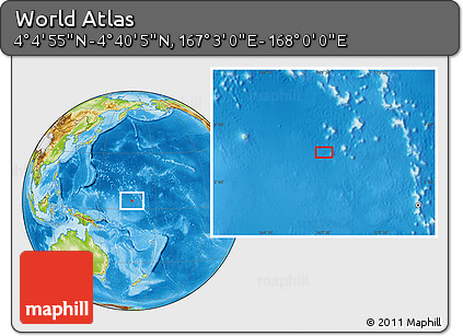 Physical Location Map of the Area around 4° 22' 30" N, 167° 31' 30" E
