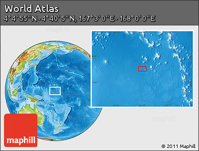 Physical Location Map of the Area around 4° 22' 30" N, 167° 31' 30" E