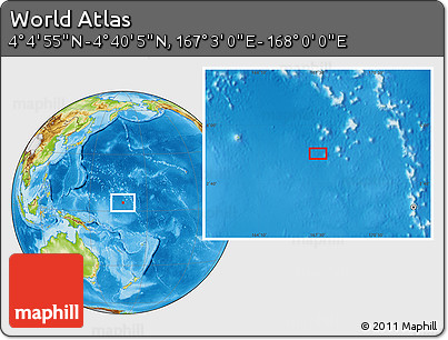 Physical Location Map of the Area around 4° 22' 30" N, 167° 31' 30" E