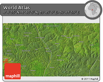 Satellite 3D Map of the Area around 4° 22' 30" N, 16° 13' 30" E