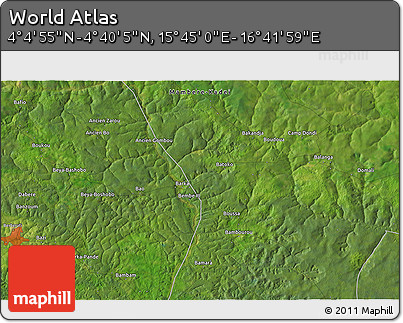 Satellite 3D Map of the Area around 4° 22' 30" N, 16° 13' 30" E