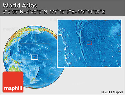 Physical Location Map of the Area around 4° 22' 30" N, 177° 43' 29" E