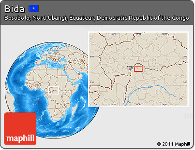 Shaded Relief Location Map of Bida
