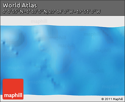 Physical 3D Map of the Area around 4° 22' 30" N, 20° 19' 30" W