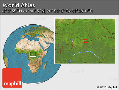 Satellite Location Map of the Area around 4° 22' 30" N, 21° 19' 30" E