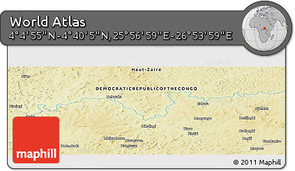 Physical Panoramic Map of the Area around 4° 22' 30" N, 26° 25' 29" E