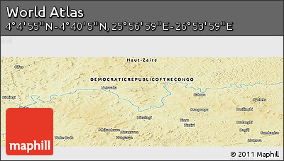 Physical Panoramic Map of the Area around 4° 22' 30" N, 26° 25' 29" E