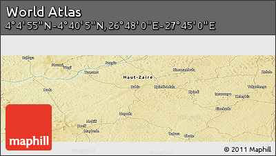 Physical Panoramic Map of the Area around 4° 22' 30" N, 27° 16' 29" E