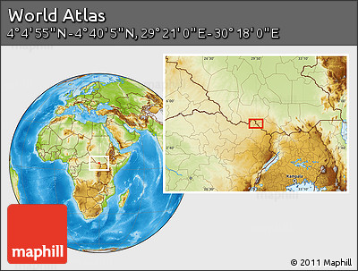 Physical Location Map of the Area around 4° 22' 30" N, 29° 49' 30" E