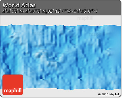 Shaded Relief 3D Map of the Area around 4° 22' 30" N, 32° 13' 30" W