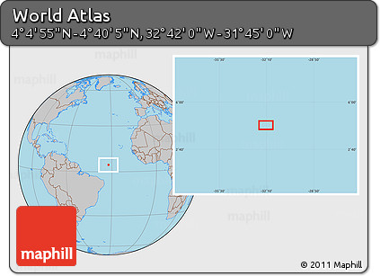 Gray Location Map of the Area around 4° 22' 30" N, 32° 13' 30" W