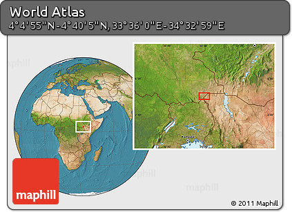 Satellite Location Map of the Area around 4° 22' 30" N, 34° 4' 30" E