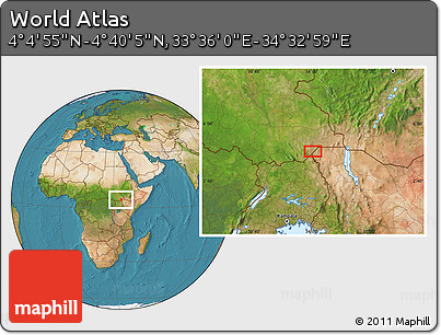 Satellite Location Map of the Area around 4° 22' 30" N, 34° 4' 30" E
