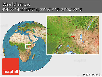 Satellite Location Map of the Area around 4° 22' 30" N, 34° 4' 30" E