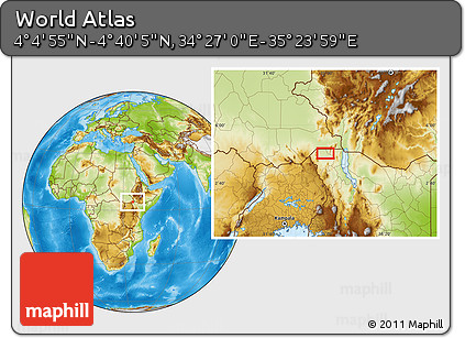 Physical Location Map of the Area around 4° 22' 30" N, 34° 55' 29" E