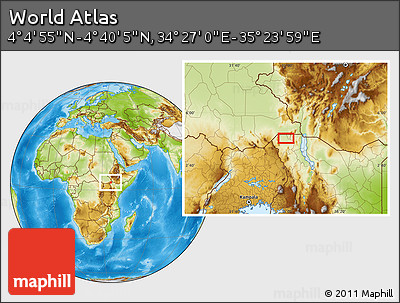 Physical Location Map of the Area around 4° 22' 30" N, 34° 55' 29" E
