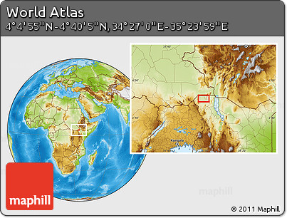 Physical Location Map of the Area around 4° 22' 30" N, 34° 55' 29" E