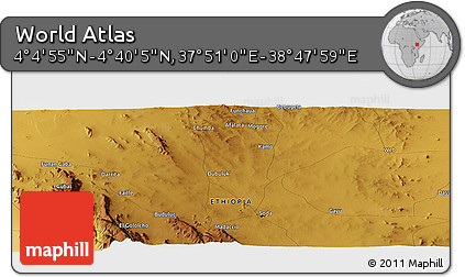 Physical Panoramic Map of the Area around 4° 22' 30" N, 38° 19' 30" E