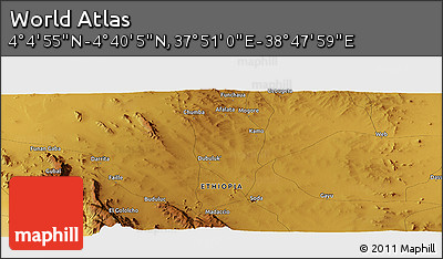 Physical Panoramic Map of the Area around 4° 22' 30" N, 38° 19' 30" E